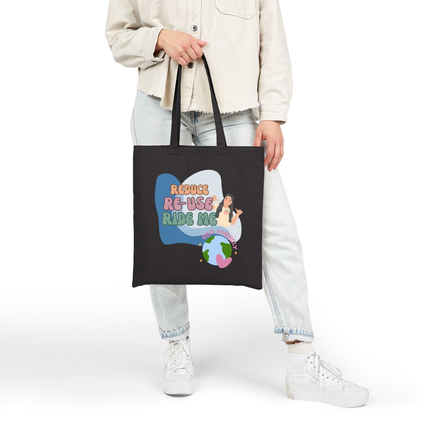 Reduce Re-Use Ride Me- 100% Cotton Eco-Friendly Tote Bag