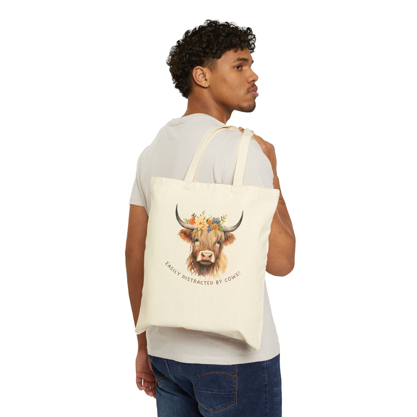 Easily Distracted by Cows Tote Bag, Eco-Friendly Shopping Bag