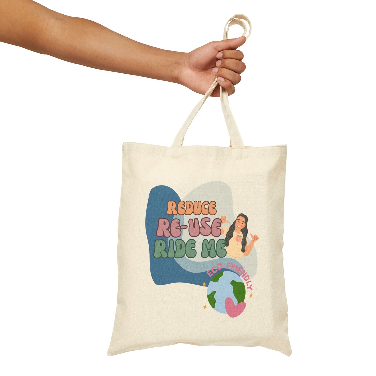 Reduce Re-Use Ride Me- 100% Cotton Eco-Friendly Tote Bag