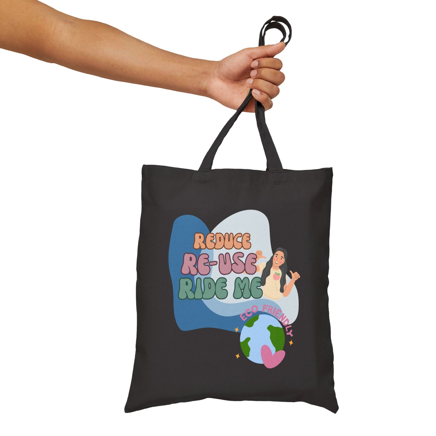 Reduce Re-Use Ride Me- 100% Cotton Eco-Friendly Tote Bag