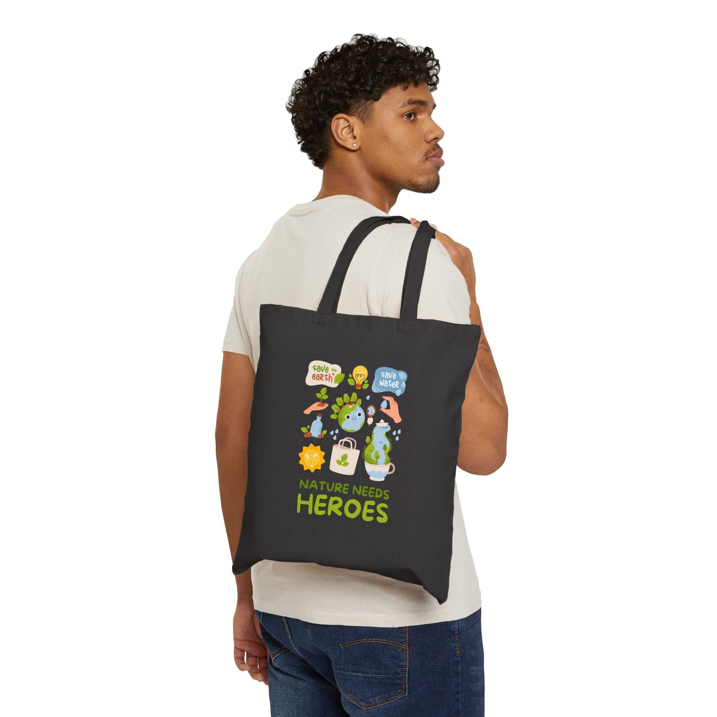 Nature Needs Heroes Tote Bag, 100% Cotton Eco-Friendly Bag