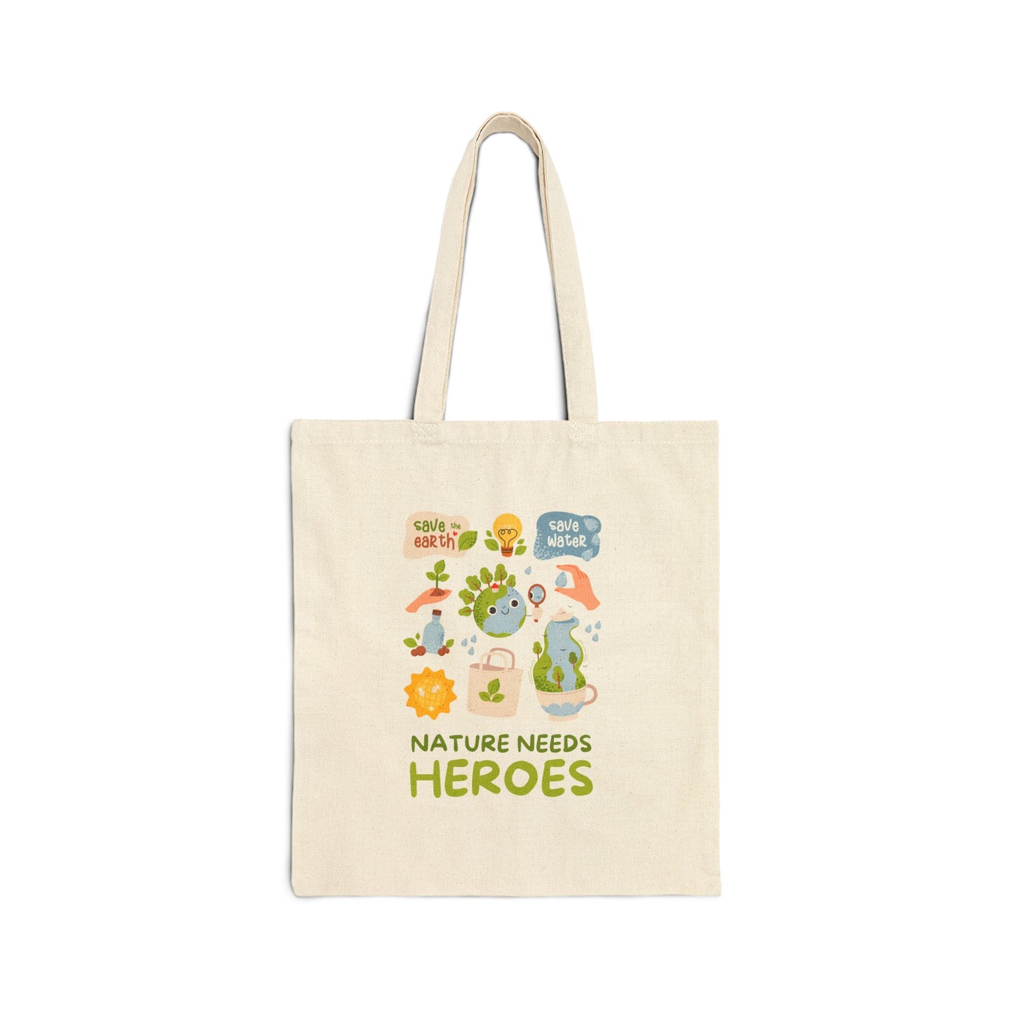 Nature Needs Heroes Tote Bag, 100% Cotton Eco-Friendly Bag