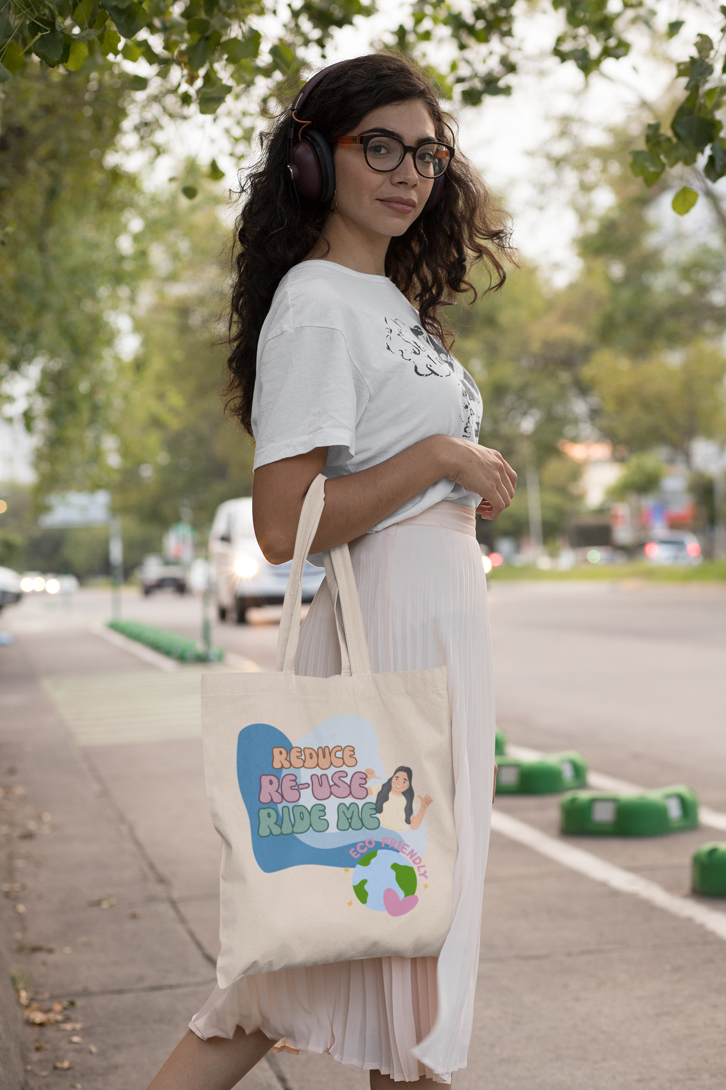 Reduce Re-Use Ride Me- 100% Cotton Eco-Friendly Tote Bag